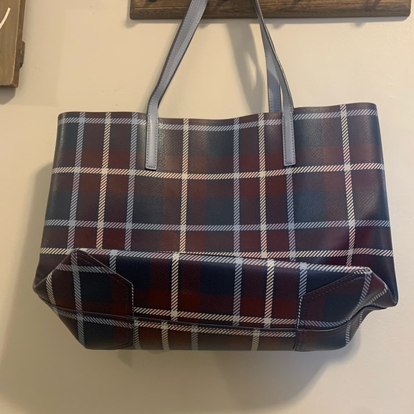 Kate Spade Blue and Brown Plaid Leather Tote Bag Set - Picture 3 of 8